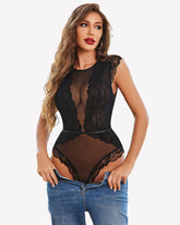 Mesh Lace Teddy Snap Crotch Bodysuits